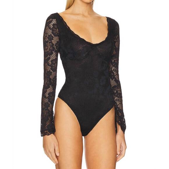 NEW FREE PEOPLE perfectly fine long sleeve bodysuit in black - Picture 7 of 7